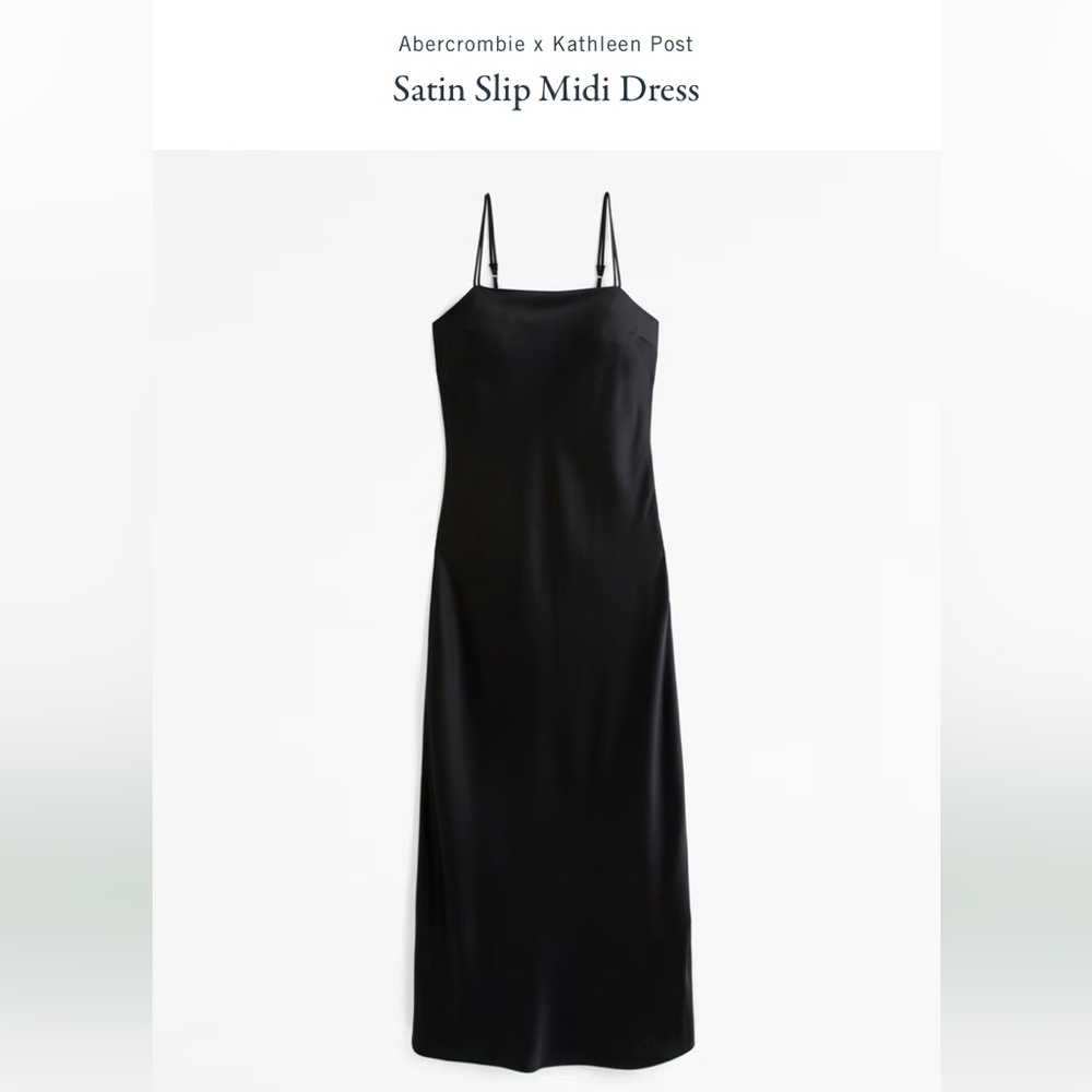 Abercrombie & Fitch x Kathleen Post Black Slip Midi Dress - Size Small